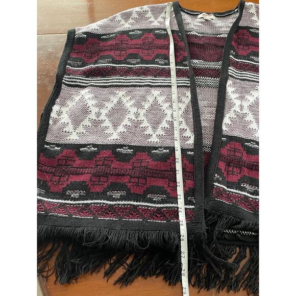 Arizona Jean Company XL Women Open Cardigan Tassle Red Black Geometric See Below - Picture 6 of 8